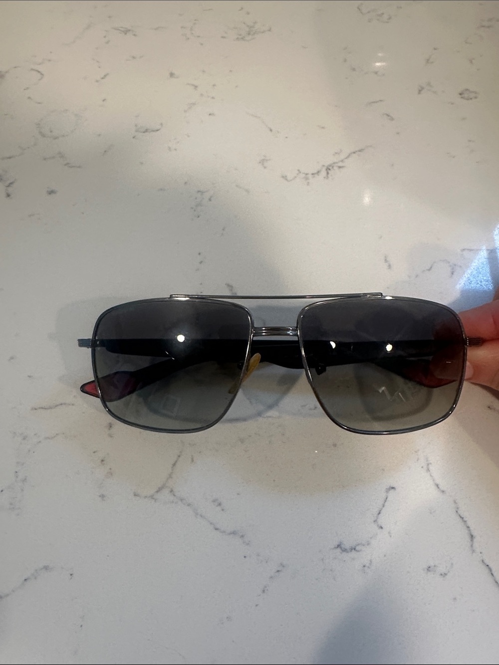 Prada Black Metal Aviator Sunglasses with Gray Lenses - Picture 4 of 6